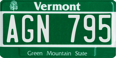 VT license plate AGN795