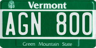 VT license plate AGN800