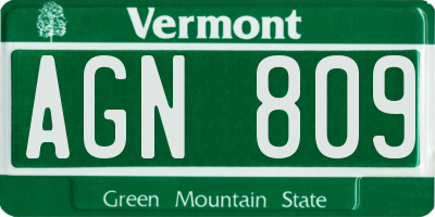 VT license plate AGN809