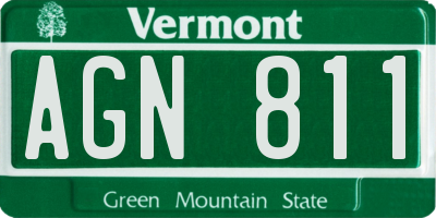 VT license plate AGN811