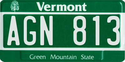 VT license plate AGN813