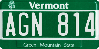 VT license plate AGN814