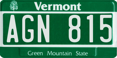 VT license plate AGN815