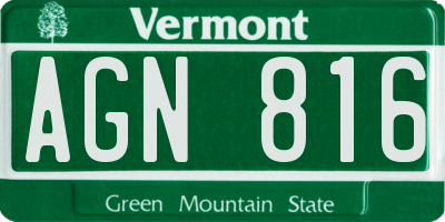 VT license plate AGN816