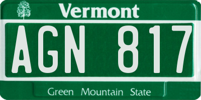 VT license plate AGN817