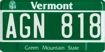 VT license plate AGN818