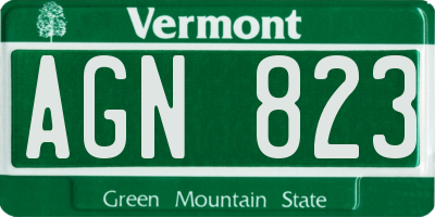 VT license plate AGN823