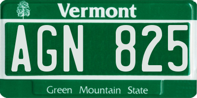 VT license plate AGN825