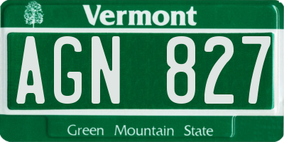 VT license plate AGN827