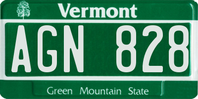 VT license plate AGN828