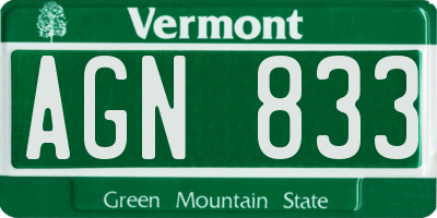VT license plate AGN833