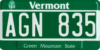 VT license plate AGN835