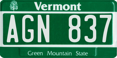 VT license plate AGN837