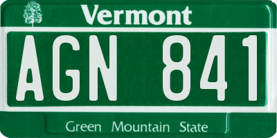 VT license plate AGN841