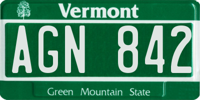 VT license plate AGN842