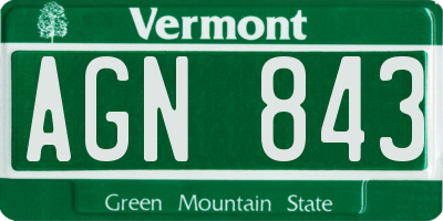 VT license plate AGN843