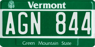 VT license plate AGN844