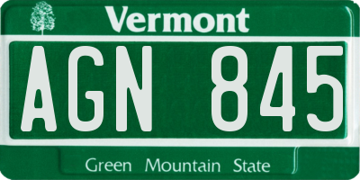 VT license plate AGN845