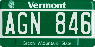 VT license plate AGN846