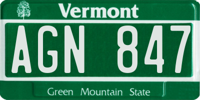 VT license plate AGN847