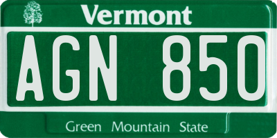 VT license plate AGN850