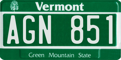 VT license plate AGN851