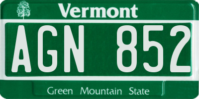VT license plate AGN852
