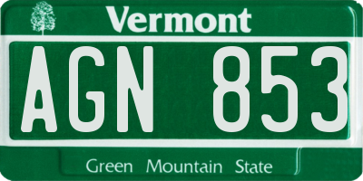 VT license plate AGN853