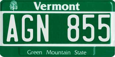 VT license plate AGN855