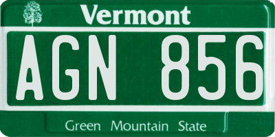 VT license plate AGN856
