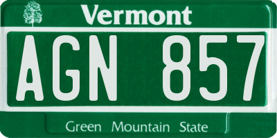 VT license plate AGN857