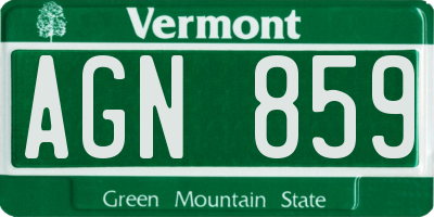 VT license plate AGN859