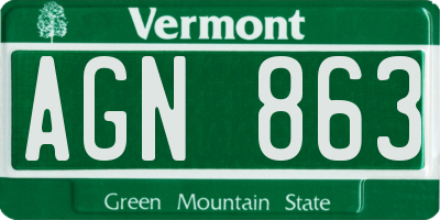 VT license plate AGN863