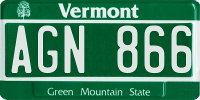 VT license plate AGN866