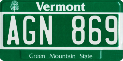 VT license plate AGN869
