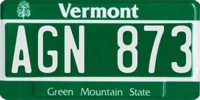 VT license plate AGN873