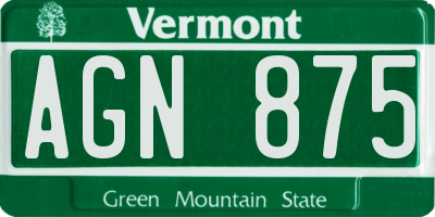 VT license plate AGN875