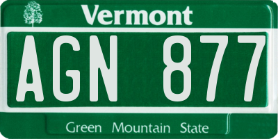 VT license plate AGN877
