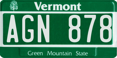 VT license plate AGN878