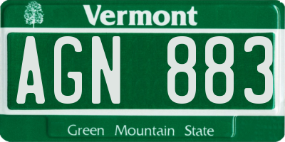 VT license plate AGN883