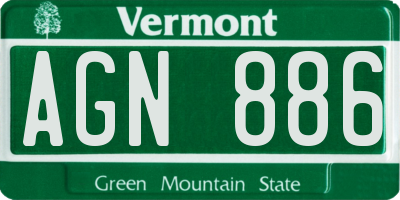 VT license plate AGN886