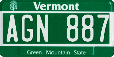 VT license plate AGN887