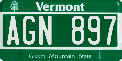 VT license plate AGN897