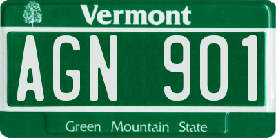 VT license plate AGN901