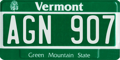 VT license plate AGN907