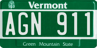 VT license plate AGN911