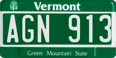VT license plate AGN913
