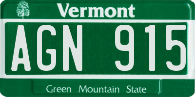 VT license plate AGN915