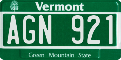 VT license plate AGN921