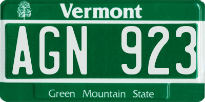 VT license plate AGN923